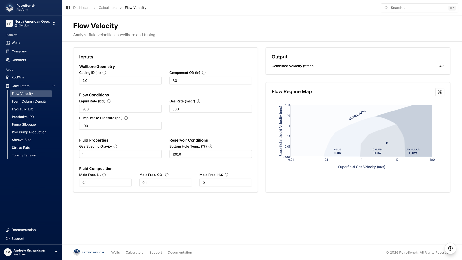 Flow Regime Calculator interface